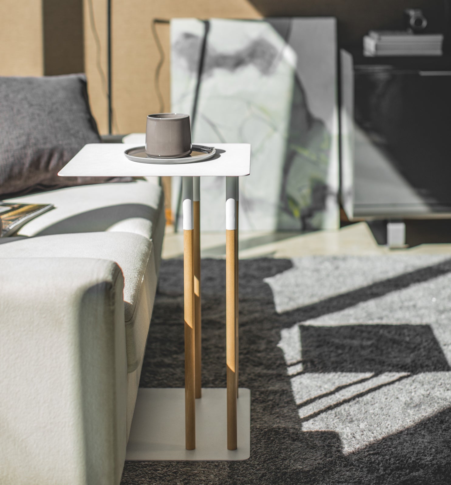 C Side Table (22" H)  - Steel + Wood