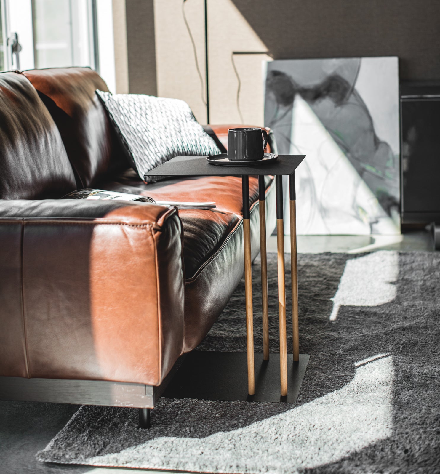 C Side Table (22" H)  - Steel + Wood