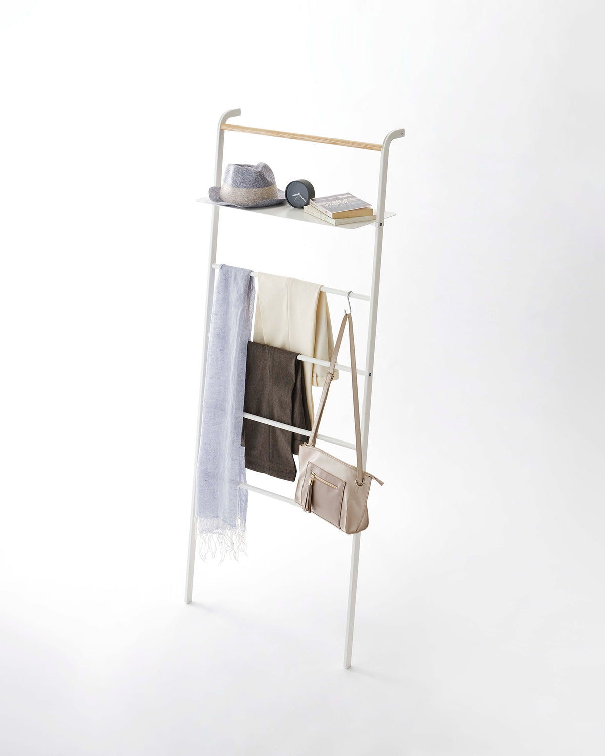 Leaning Storage Ladder With Shelf (63" H)  - Steel