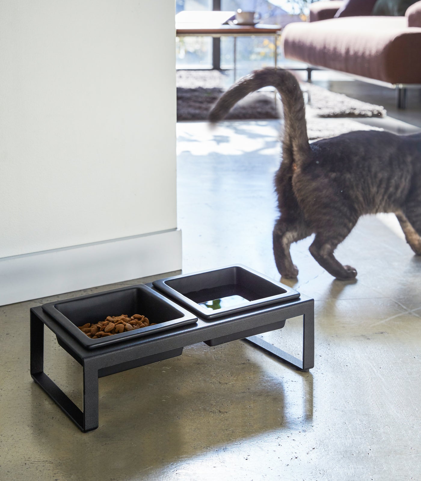 Pet Food Bowl - Tall - Steel + Ceramic