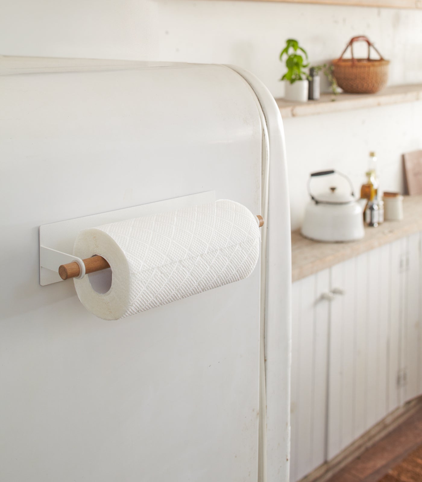 Magnetic Paper Towel Hanger - Steel + Wood